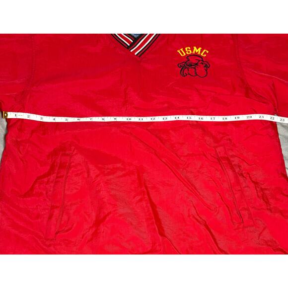 Vtg USMC Bulldog Embroidered Marine Corps Champion Red Pullover Windbreaker Sz S - Picture 10 of 10
